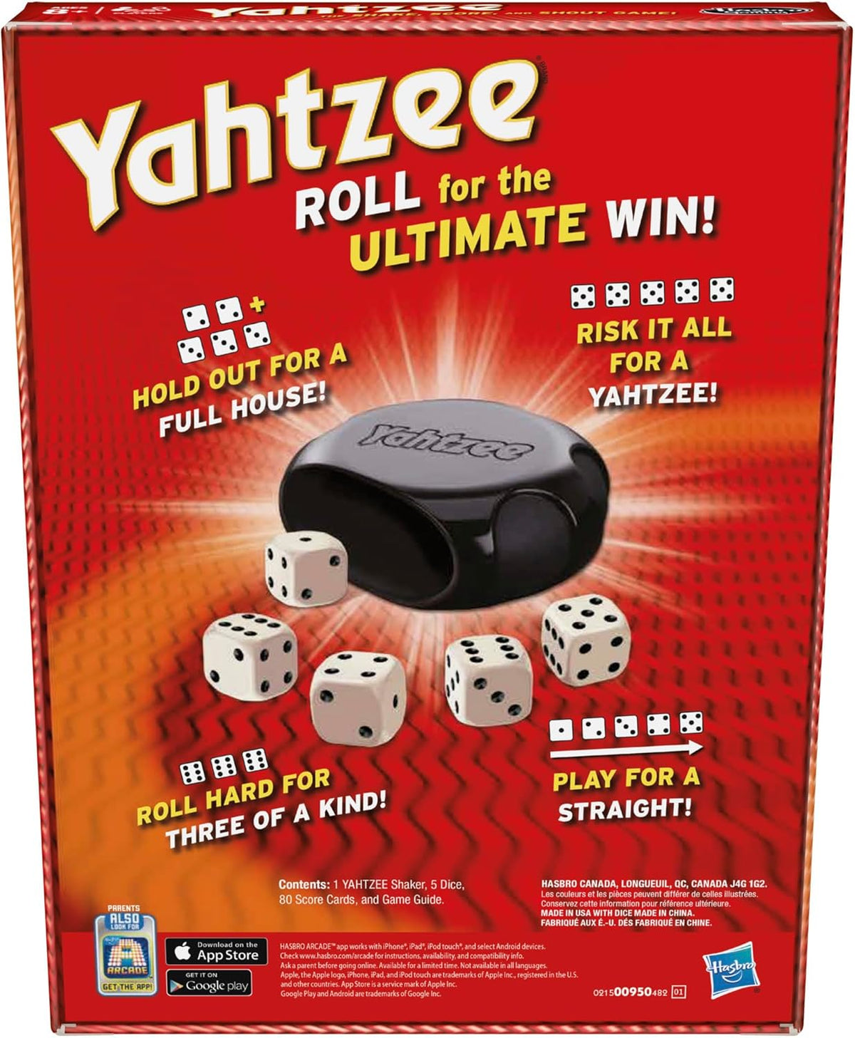 Hasbro Gaming Yahtzee Game, Fast-Playing Dice Games for Kids, Teens, and Adults, Strategy Games, Family Games for Kids, 2 or More Players, Ages 8 and