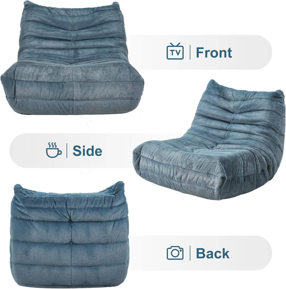 Bean Bag Chairs for Adults Giant Bean Bag Chair Memory Foam BeanBag Chair Bean Bag Sofa with Filler Faux Fur Fireside Beanbags Lazy Sofa for Living