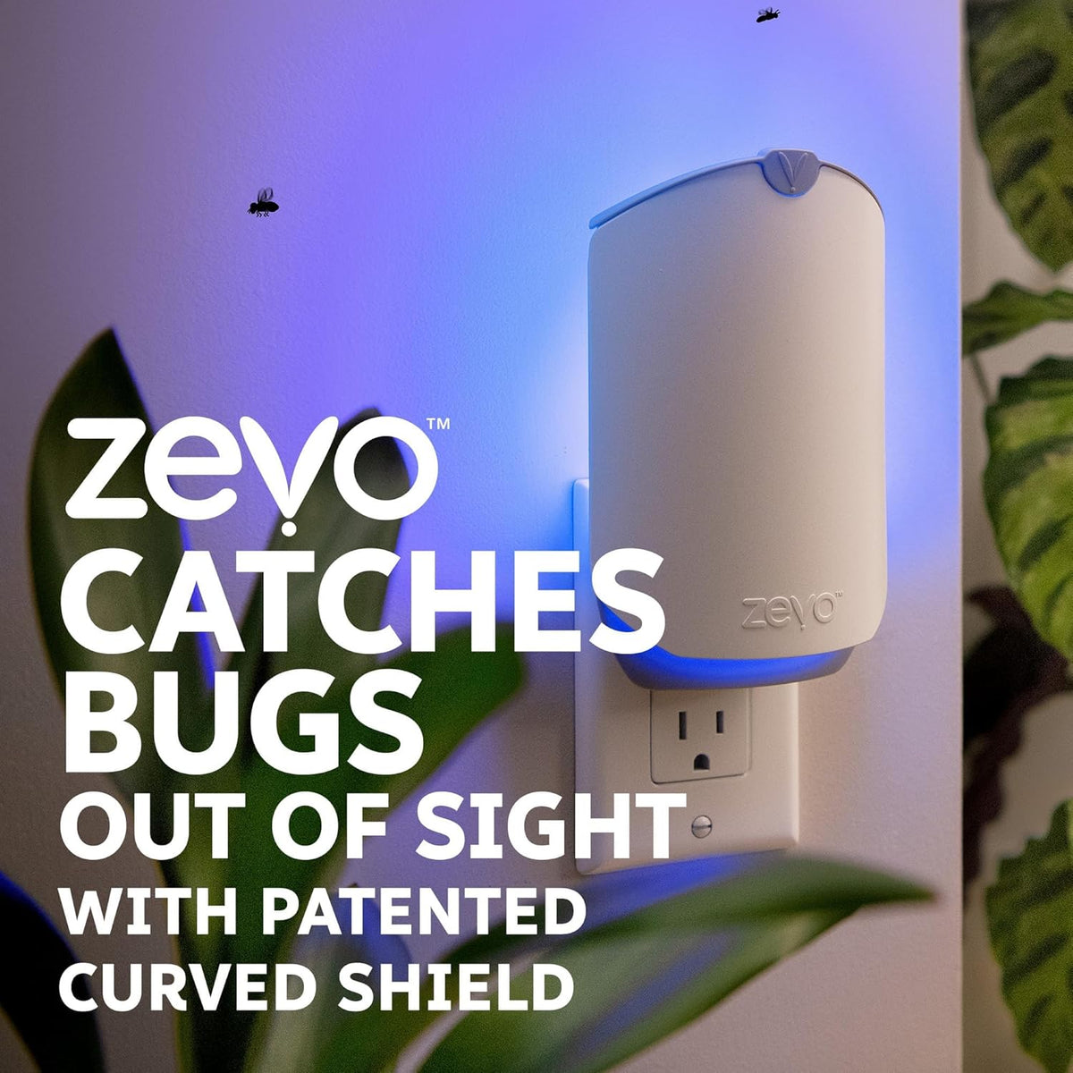 Zevo Flying Insect Trap & Cartridge - Plug in Fly Trap & Indoor Bug Catcher for Gnats, House & Fruit Flies - Mess-Free - Use in Any Room - Uses Blue