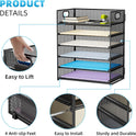 Marbrasse 6 Tier Paper Organizer Letter Tray - Mesh Desk File Organizer with Handle, Paper Sorter Organizer for Letter/A4 Office File Folder Holder