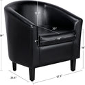 Yaheetech Barrel Chairs Set of 2, Faux Leather Club Armchairs, PU Leather Accent Chairs with Soft Padded Seat for Living Room Bedroom Waiting Reading