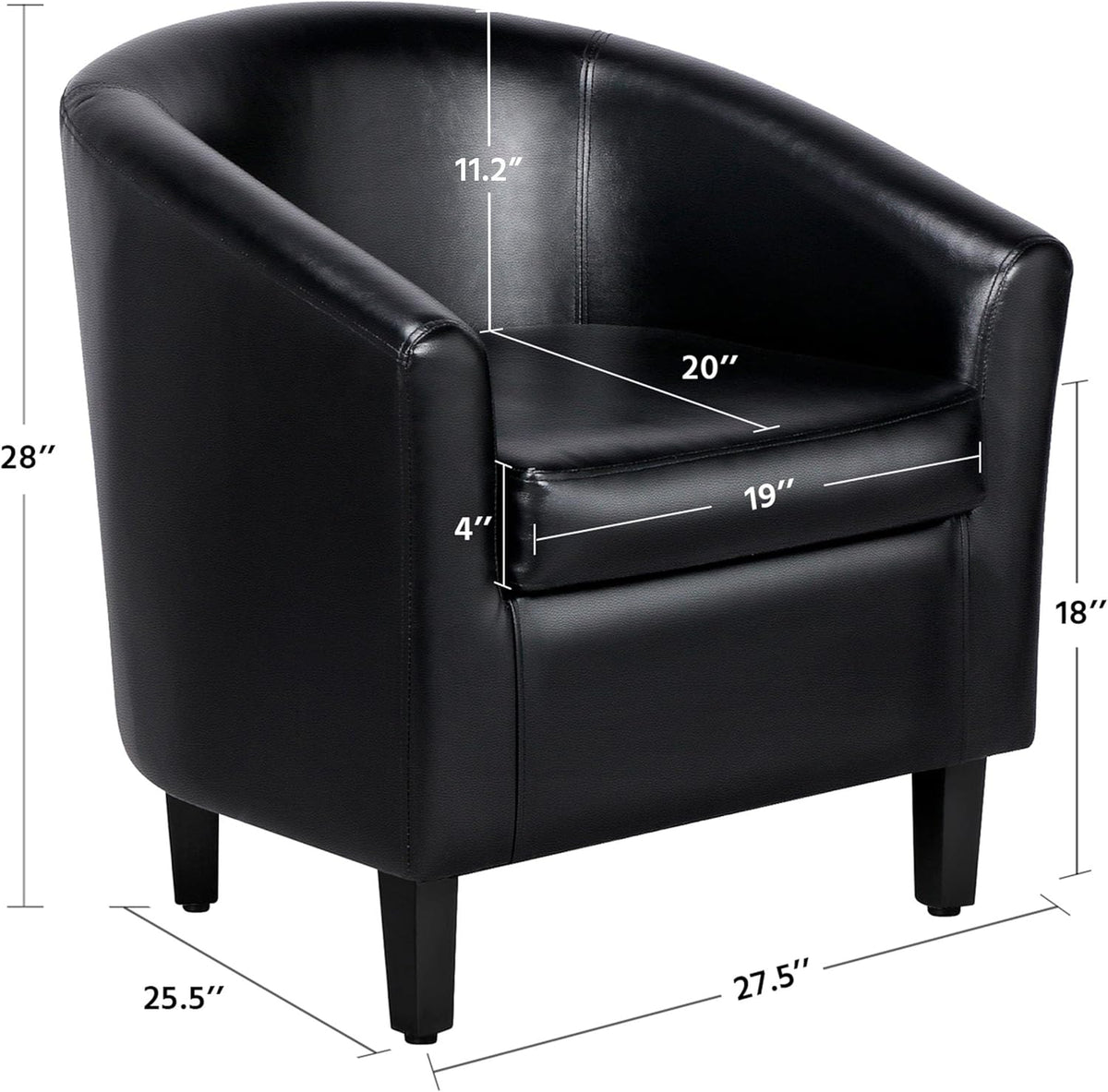 Yaheetech Barrel Chairs Set of 2, Faux Leather Club Armchairs, PU Leather Accent Chairs with Soft Padded Seat for Living Room Bedroom Waiting Reading