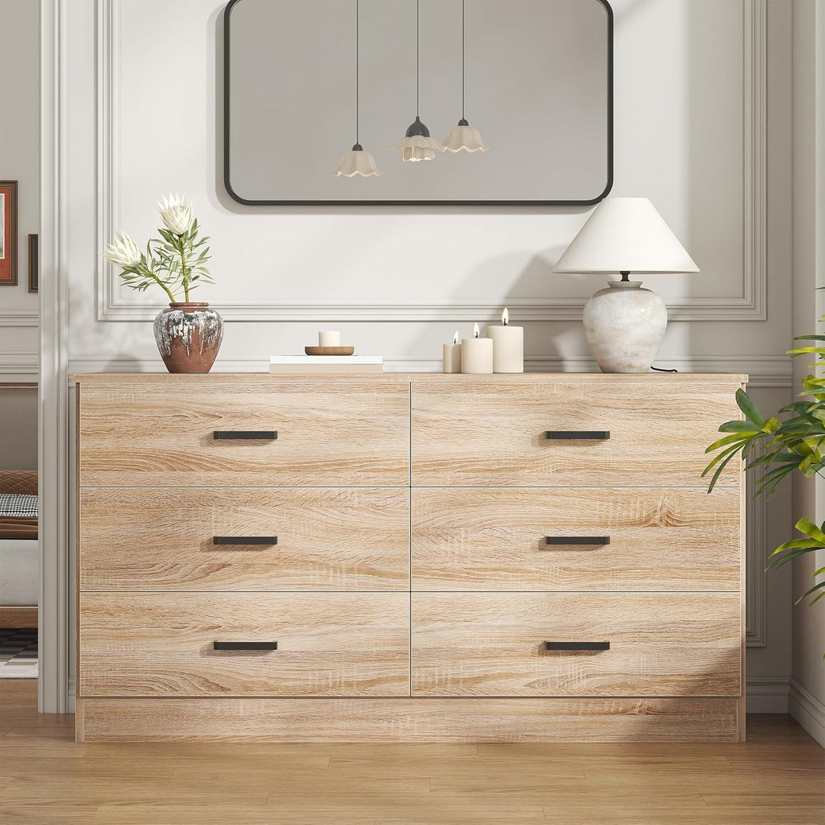 Bigbiglife Dresser for Bedroom, 6 Drawer Double Dresser, Modern Chest of Drawers with Deep Drawers, TV Stand Large Storage Organizer for Living Room