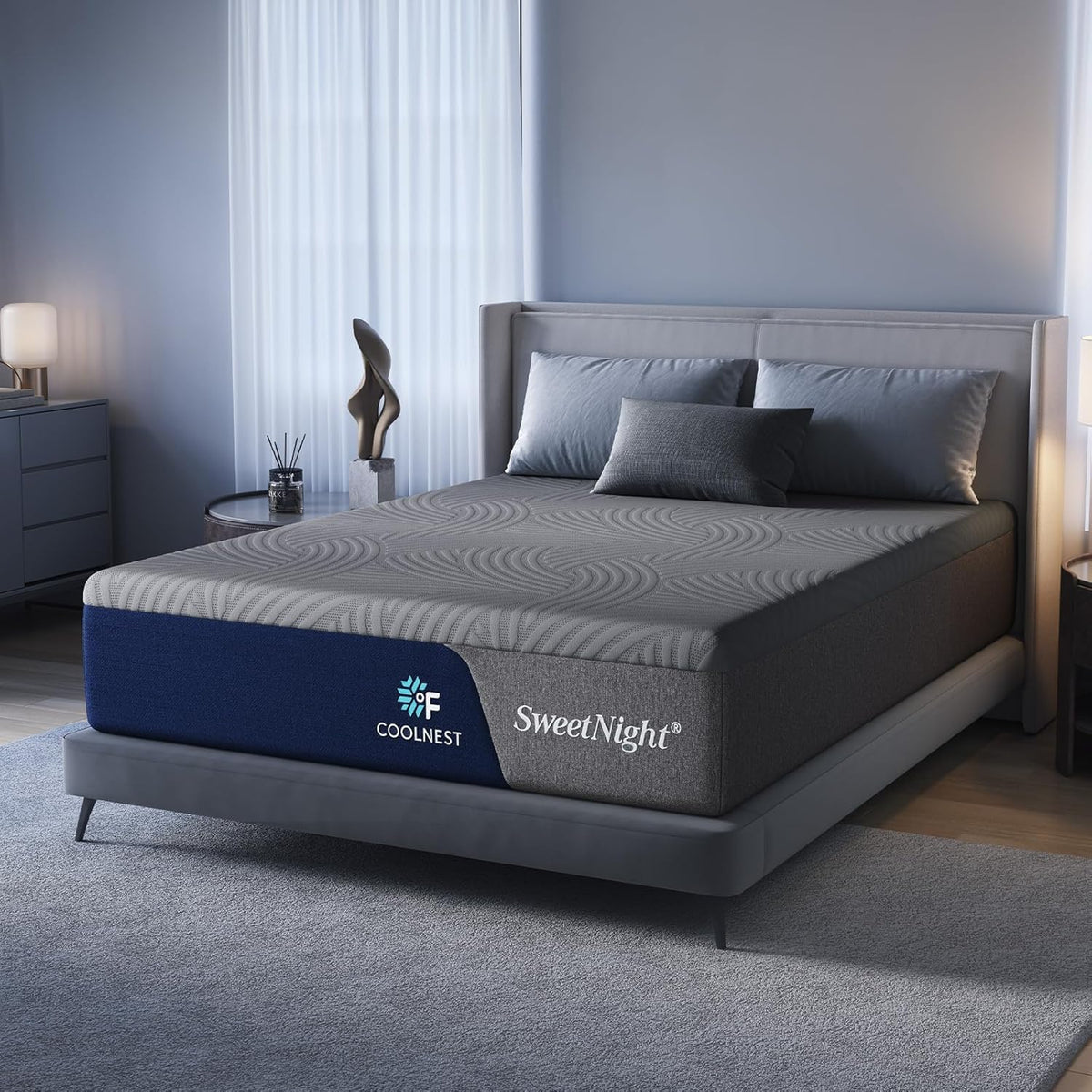 Sweetnight CoolNest 14 Inch King Size Mattress, Cooling King Memory Foam Mattress for Cool Night Sleep, 5-Zone Ergo Support for Pressure Relief