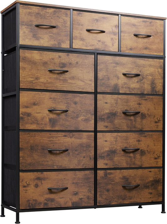 WLIVE Storage Organizer Unit with 11 Fabric Bins, Storage Drawers Organizer with Steel Frame, Tall Storage Tower Organizaton for Living Room