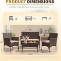 Homall 4 Pieces Outdoor Patio Furniture Sets Rattan Chair Wicker Set,Outdoor Indoor Use Backyard Porch Garden Poolside Balcony Furniture (Brown and