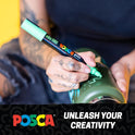 Posca Paint Art Markers, Set of 15 5M Medium Acrylic Markers with Reversible Tips, Artist Recommended Paint Pens for Gifts, Decorations, Fabric
