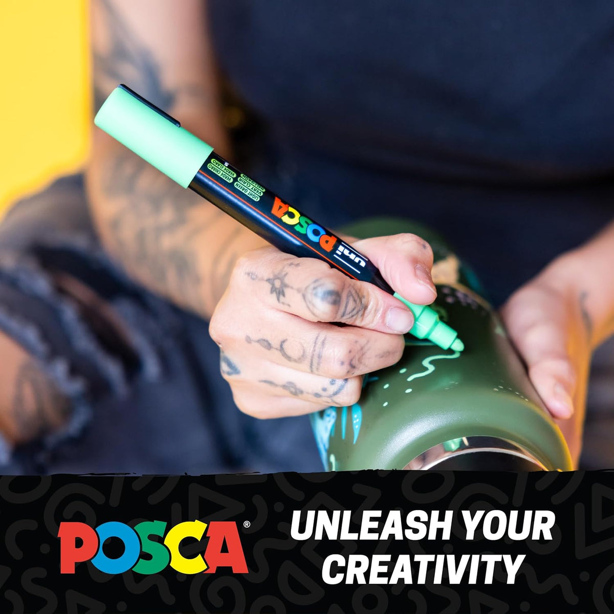 Posca Paint Art Markers, Set of 15 5M Medium Acrylic Markers with Reversible Tips, Artist Recommended Paint Pens for Gifts, Decorations, Fabric