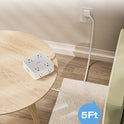 TESSAN Surge Protector Power Strip, 5 Ft Flat Plug Extension Cord with 3 USB (1 USB C) 8 Outlets, 1250W, 900J Protection, 3 Sided Outlet Extender