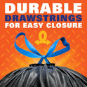 Hefty Strong 30 Gallon Trash Bags, Large Trash Bags 30 Gallon Size, Durable Drawstring Enclosure, Resists Punctures, Leaks, and Tears, Black