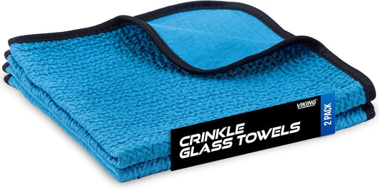 VIKING Glass Microfiber Cleaning Cloth for Car and Home 2 Pack, Glass Towels for Mirror, and Picture Frames, and Car Detailing Kit, 16 inch x 16
