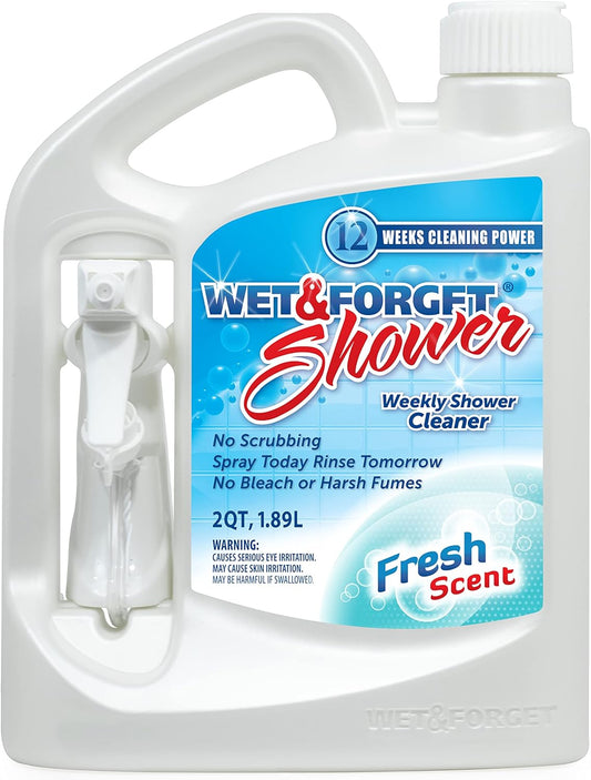 Wet & Forget Shower Cleaner Spray Multi-Surface Weekly Application Requires No Scrubbing, Bleach-Free Formula, Ready to Use, Fresh Scent, 3 Months of
