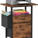 GYIIYUO 2 Drawer File Cabinet with 24'' Extended Desktop, Mobile Filing Cabinet, Rolling File Cabinet with Side Bag, Fabric Drawer, Fits A4/Letter