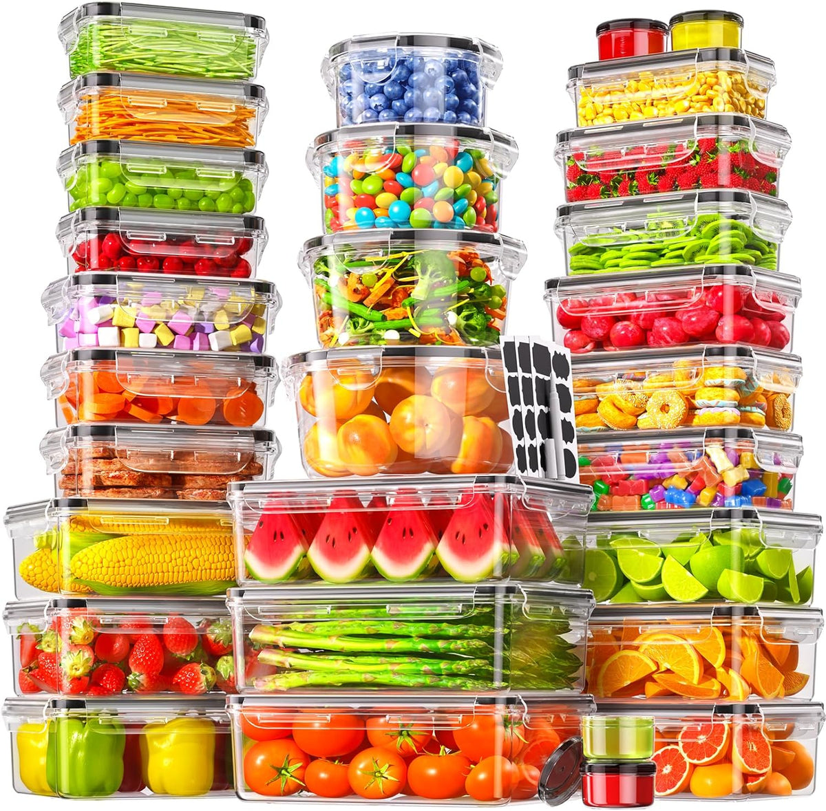 60 PCS Food Storage Containers with Lids Airtight, (30 Lids & 30 Containers) Leak proof Containers Set for Kitchen, Meal Prep, BPA-Free, PVC-Free