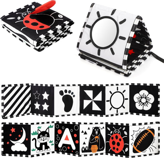 URMYWO Black and White Baby Toys, Tummy Time High Contrast Newborn Toys 0-3 Months, Soft Baby Book, Visual Stimulation Montessori Sensory Infant Toys