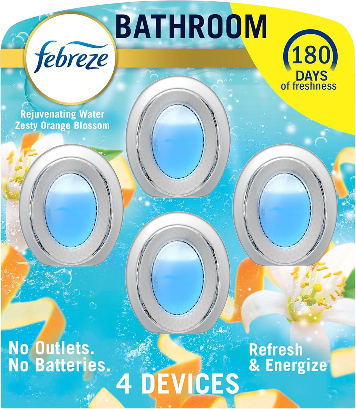 Febreze Bathroom Air Freshener, Odor-Fighting, Plug In Alternative, Air Fresheners for Home, Bathroom, & Kitchen, Closet Air Fresheners, Pet & Litter