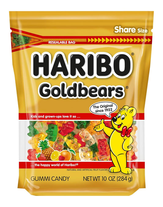 HARIBO Goldbears, Gummi Candy, 10 oz Resealable Bag, Assorted Flavors