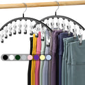 Legging Organizer for Closet, Metal Yoga Pants Hangers 2 Pack w/10 Clips Holds 20 Leggings, Space Saving Hanging Closet Organizer w/Rubber Coated