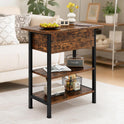 End Table with Charging Station, Flip Top Side Table with USB Ports and Outlets, 3-Tier Small Side Table with Storage for Small Space, End Tables for
