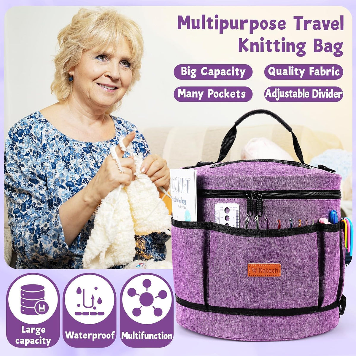 Katech Crochet Kit for Beginners, Beginner Crochet Kit for Adults-Crochet Kits Includes Crochet Hooks Knitting Bag Crochet Yarn for Crocheting