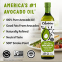 Chosen Foods Avocado Oil, 16.9 Fl Oz - All Purpose Cooking Oil made from 100% Pure Avocados - Non-GMO, Gluten-Free, Keto Friendly, Glyphosate Free