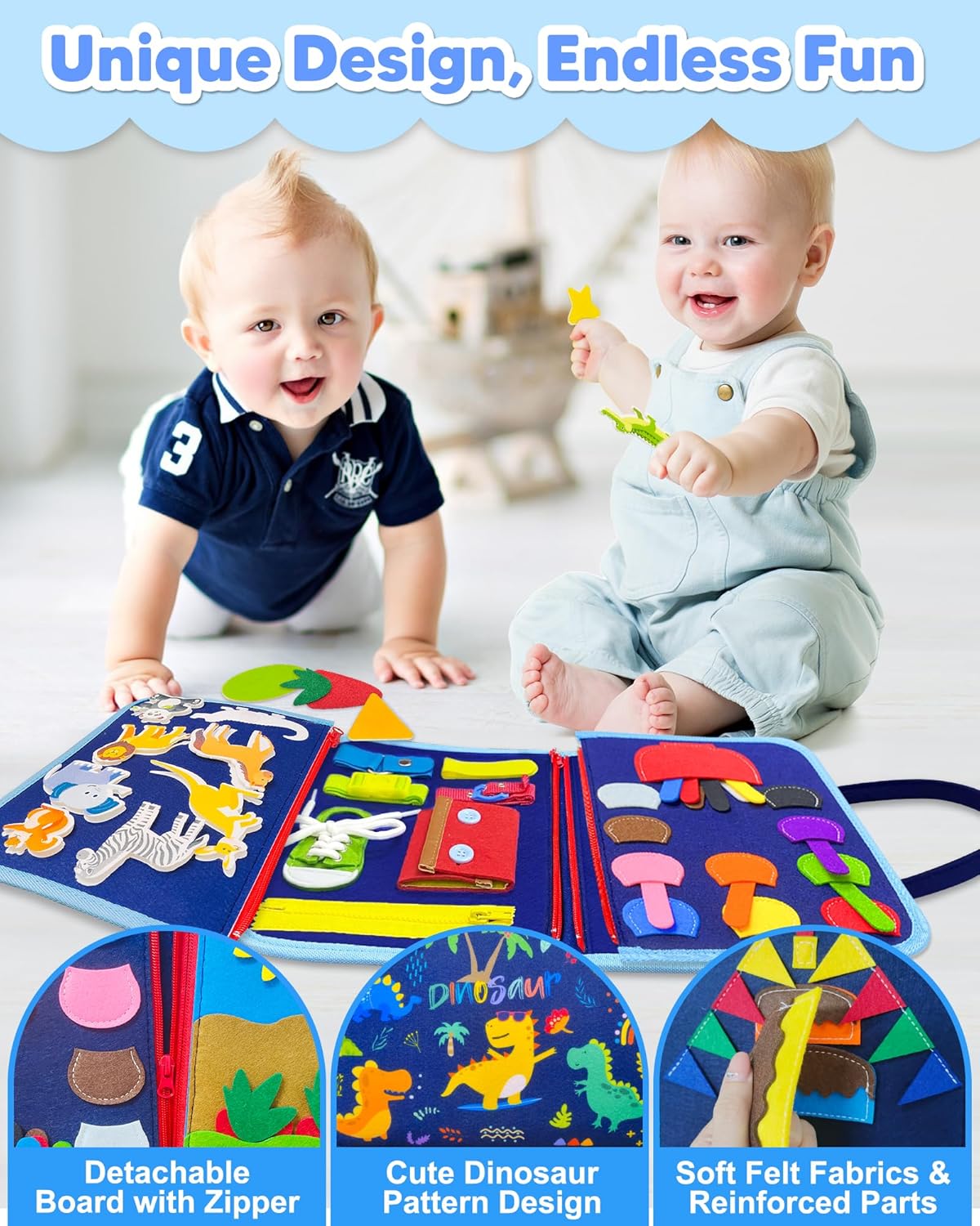 Exorany Busy Board Montessori Toys for Toddler Boy Birthday Gifts, Busy Book Sensory Learning Toys for Toddlers, Toddler Boy Airplane Car Travel Toy