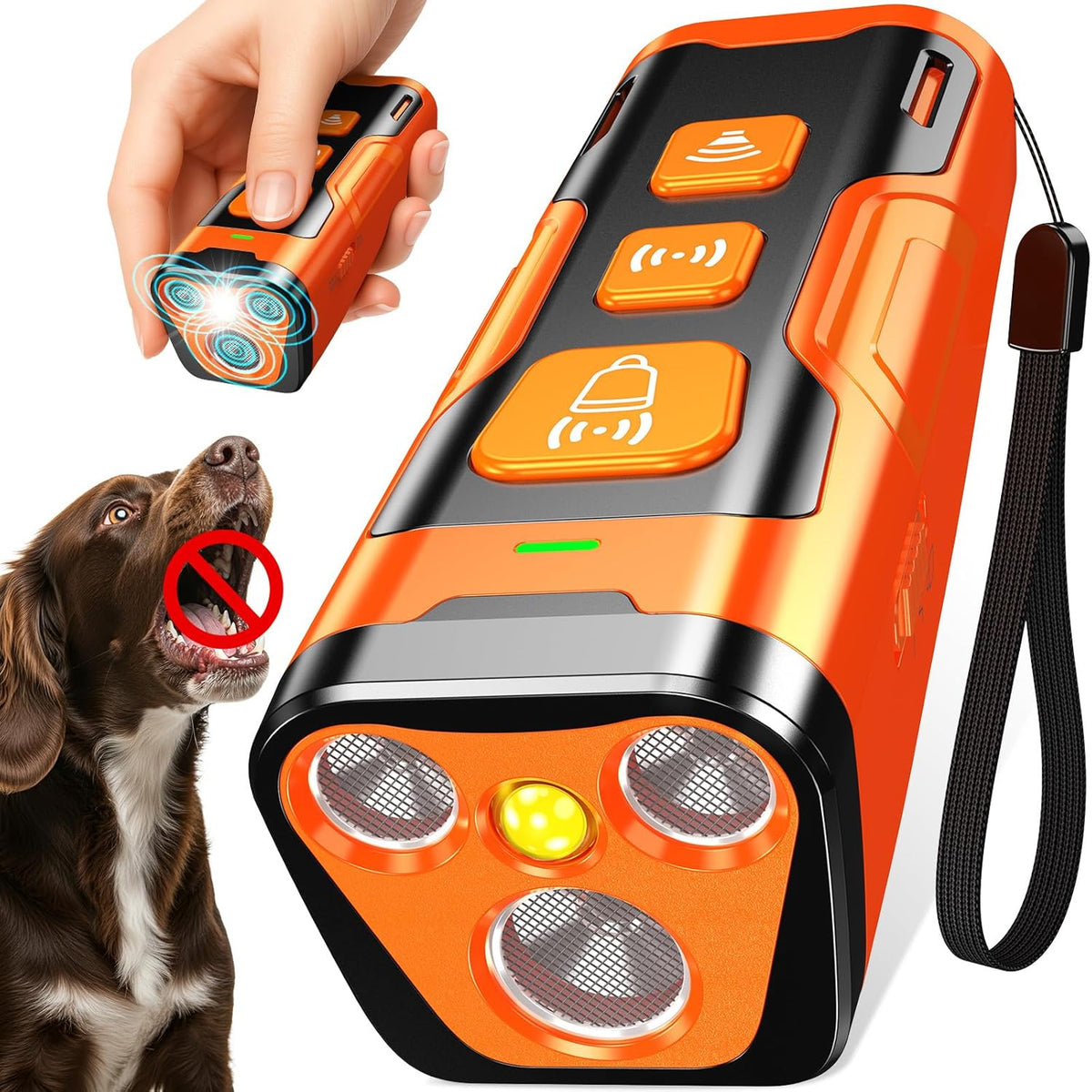 Dog Bark Deterrent Device, 3X Ultrasonic Anti Barking, 6 Training Modes 23 FT Range Barks No More Indoors Outdoors Behavior Correct Safe & Humane