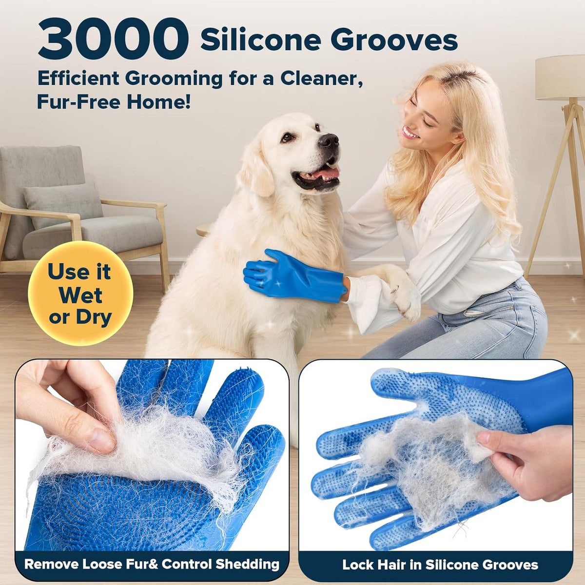 6PCS Pet Grooming Kit for Dogs,Cats and Horses | Dog Washing Gloves | Dog Bath Brush | Dog Bath Gloves | Dog Shampoo Brush | Pet Grooming Gloves