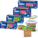 Ziploc Brand 190 Count Storage Bags Variety Pack, 42ct Storage Gallon and 48ct Storage Quart with Stay Open Design, 50ct Sandwich and 50ct Snack with