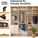 Hanger Central 30 Pack Pants Hangers – 12 Inch Slim Plastic Clothes Hangers with Clips for Skirts, Shorts & Trousers – Non Slip Grip, Heavy Duty