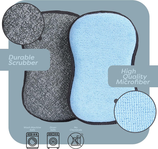 Multi-Purpose Sponges Kitchen by Scrub-it - Non-Scratch Microfiber sponges for Cleaning, Along with Heavy Duty Scrubbing Power - Reusable Dish Sponge