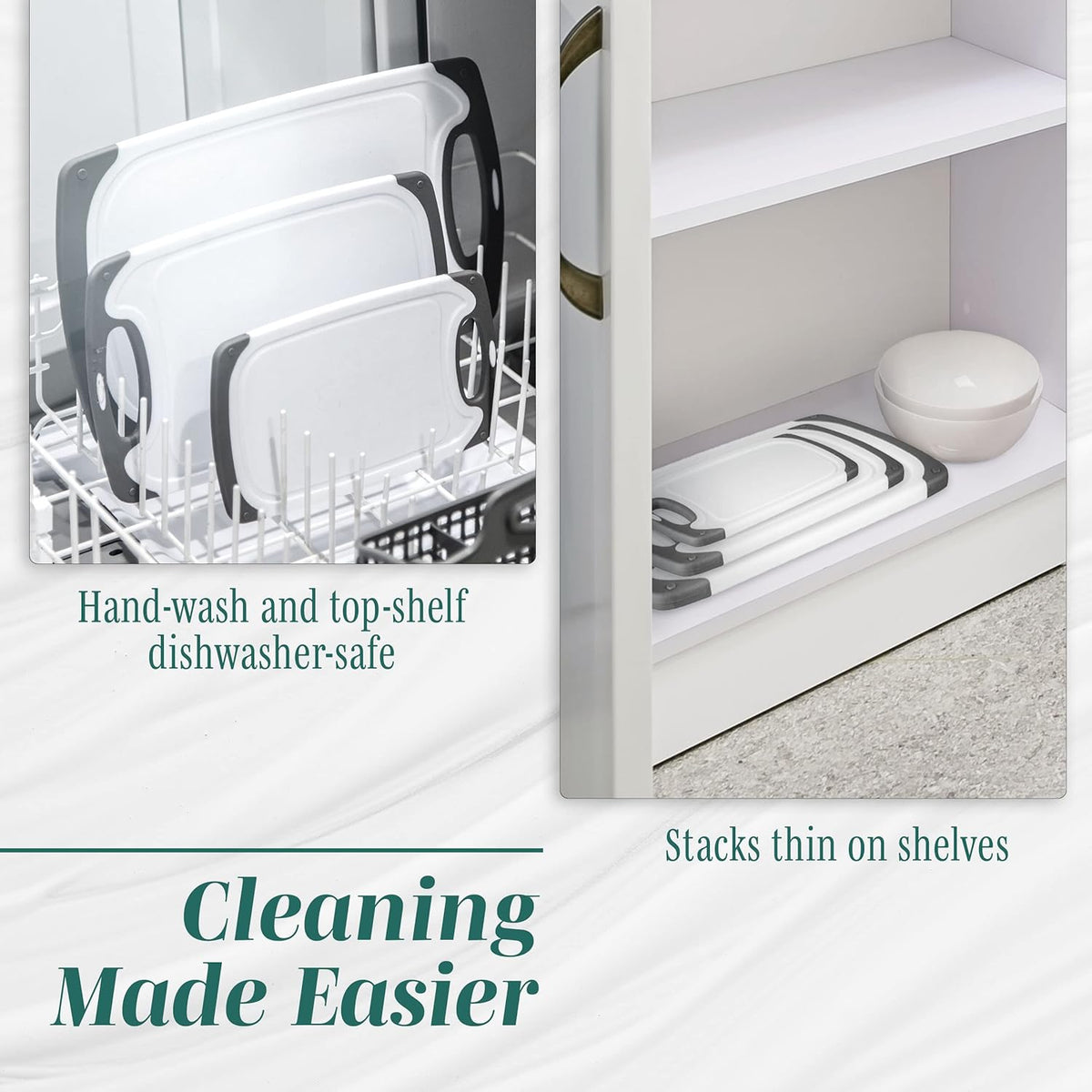 Cutting Boards for Kitchen - BPA-Free Chopping Board - Different Sizes & Non Slip Handles - Reversible, Large Cutting Board Set - Unique Gifts for