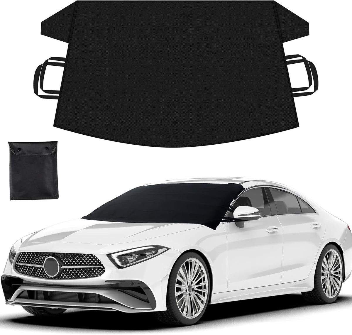 EcoNour Windshield Cover for Ice and Snow - Universal Fit for Car, SUV, Truck, Heavy Duty 600D Oxford Fabric Frost Protector for Ice & Sleet