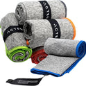 Acteon Microfiber Gym Towels 5 Pack, Quick Dry Silver ION Odor-Free Sweat Towel, Super Absorbent Fast Drying for Men & Women, Workout, Yoga, Running