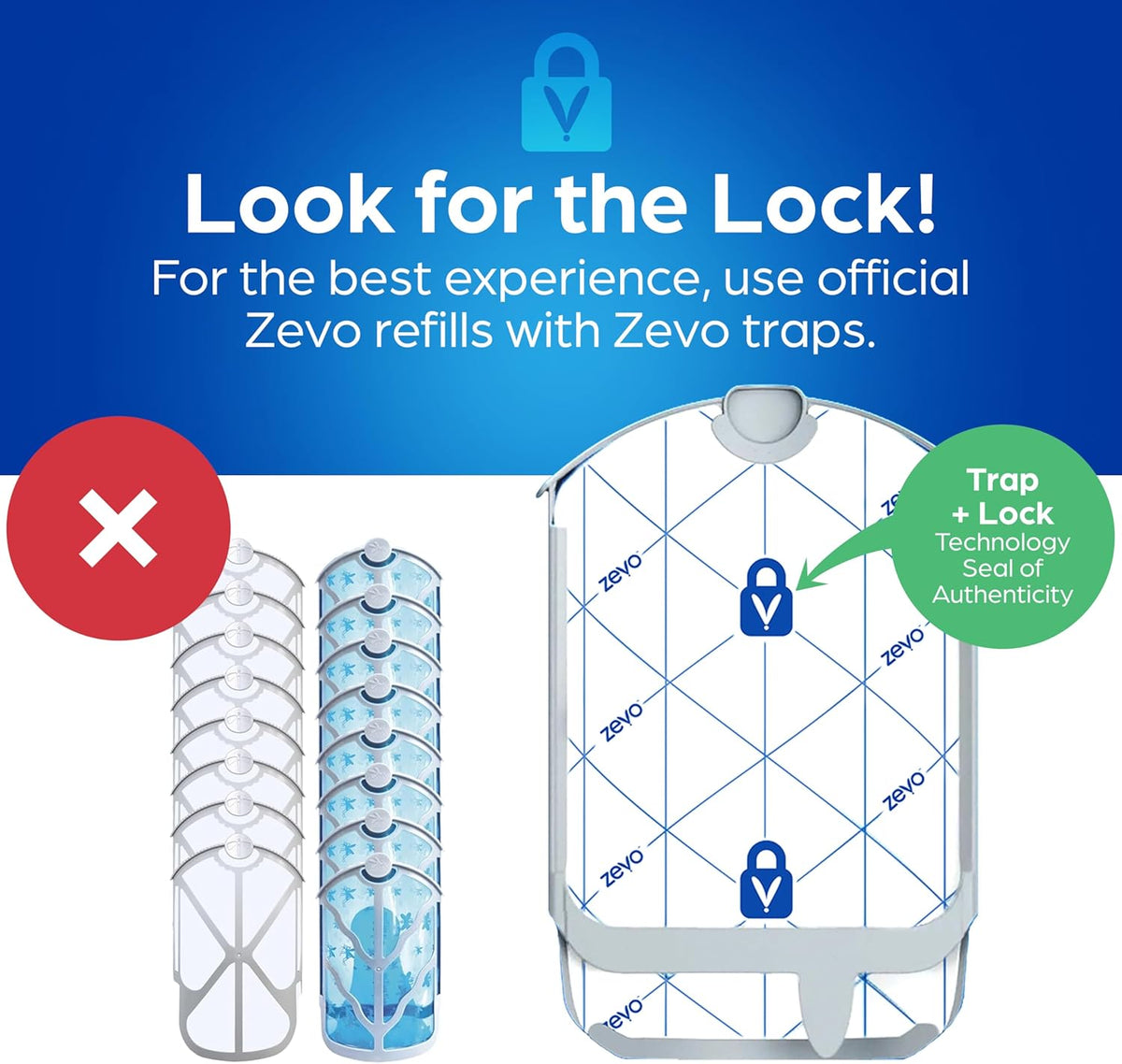 Zevo Flying Insect Trap Refill - for The Zevo MAX & Standard Indoor Fly Trap - Catch Gnats, House & Fruit Flies - Easy to Use - Mess-Free Disposal (4