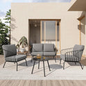 EAST OAK 4-Piece Plaza Patio Furniture Set, Outdoor Furniture for Balcony, Poolside, and Yard, with Thick Cushion Sofa and Coffee Table, Modern Patio