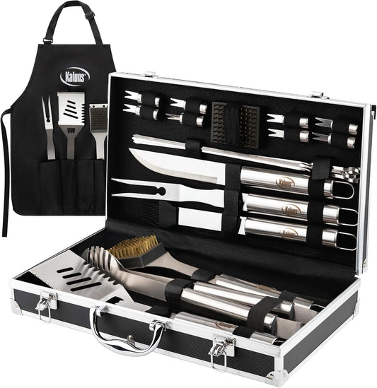 Kaluns Grilling Accessories, Gifts for Men Christmas Grilling Gifts for Dad, Heavy Duty Stainless Steel BBQ Grill Tools Set for Outdoor Grill