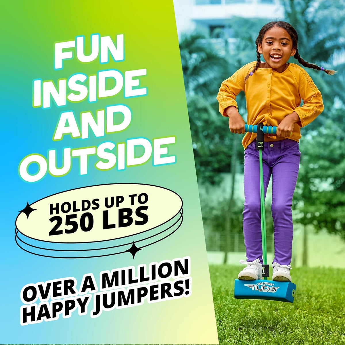 Flybar My First Foam Pogo Jumper for Kids Fun and Safe Pogo Stick for Toddlers, Durable Foam and Bungee Jumper for Ages 3 and up, Supports up to