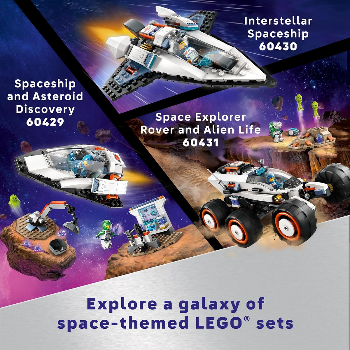 LEGO City Interstellar Spaceship Toy for Kids, Creative Play Space Toy, Building Set with Spacecraft Model, Drone, and Astronaut Figure, Building Toy