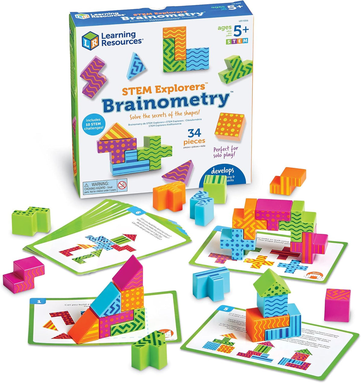 Learning Resources STEM Explorers Brainometry - 3d Puzzle, Brain Games, Brainteaser, Building Logic Toys, Gifts For Boys and Girls, Fine Motor Skills