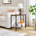 Hoctieon 2 Tier End Table, Sofa Side Table, Narrow Side Table with Storage, Slim Nightstand for Small Spaces, Metal Frame, for Living Room, Bedroom