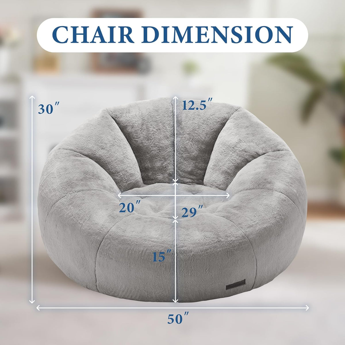 Hobestluk Bean Bag Chairs Large Bean Bag Couch for Adults Stuffed Sofa Chair Comfy Giant Bean Bag Chair with Spacious Design for Reading, Playing or