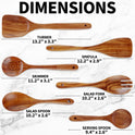 Zulay Kitchen 6-Piece Wooden Spoons for Cooking - Smooth Finish Teak Wood Utensils - Soft Comfort-Grip Cooking Wood Spoons Non-Stick Teak
