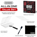 SHIZZO Grill Basket Set, Barbecue BBQ Grilling, Stainless Steel Folding Portable Outdoor Camping Rack for Fish, Shrimp, Vegetables, Cooking