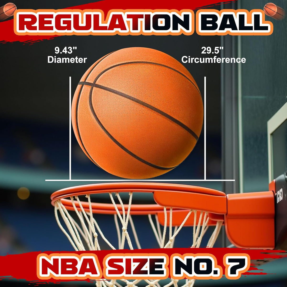 Silent Basketball Size 7 (29.5") – Grooved Airless Indoor Basketball for Quiet Dribbling and Indoor Training, Pro PU Foam Ball – Real Feel Higher