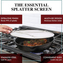 BergKoch Splatter Screen for Frying Pan - 13 Inch Stainless Steel Grease Splatter Guard - Cover Oil Splash when Sizzling Bacon, Cooking Fried Chicken