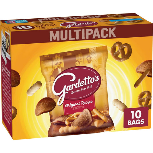 Gardetto's Original Recipe Snack Mix, Crunchy Breadsticks, Pretzels & Roasted Rye Chips, Kosher Snacks Multipack, 10 Single-Serve Bags, Individually
