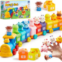 Learning Toy for Toddlers 1 2 3 Years Old, Counting, Matching & Sorting Montessori Learning Farm Train Including 9 Farm Animals and 1 Farmer, Easter