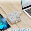 TESSAN Surge Protector Power Strip, 5 Ft Flat Plug Extension Cord with 3 USB (1 USB C) 8 Outlets, 1250W, 900J Protection, 3 Sided Outlet Extender