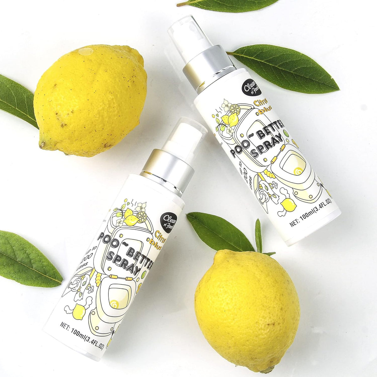 Clean-n-Fresh Toilet Spray, 6.8 Fl.oz Poo Spray | Up to 400+ Uses, 100% Natural Plant Essential Oil Citrus Scent, Bathroom Deodorizer